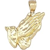 AMZ Jewelry 10k Yellow Gold Praying Hands Prayers Hands Pendant 0.85 in x 0.6 in
