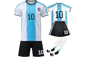 Casmyd Argentina Soccer Jersey for Kids Boys Girls HOM Jersey Kit Youth Football Team Uniform Sports Fan Shirts Set