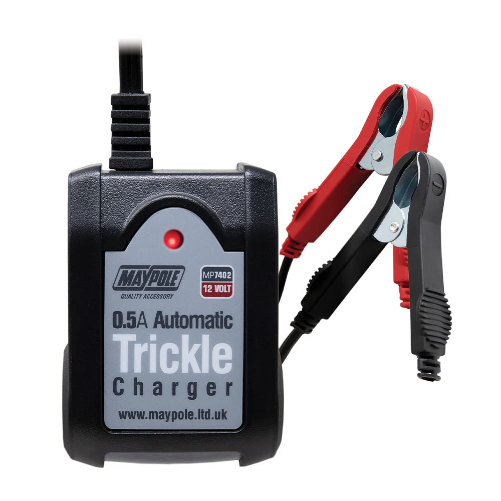 Maypole 0.5A 12V Automatic Trickle Car Battery Charger 9 Stage Charging Cycle Maintenance Charging Lead Acid AGM GEL
