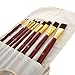 10 Professional Paint Brushes Set Long Handle Synthetic For Oil Acrylic With Roll Up Canvas Holder