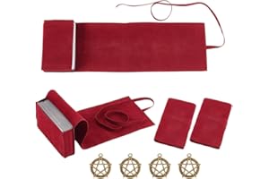 DELORIGIN 4pcs Velvet Tarot Bags with Tibetan Style Alloy Pendants, Tarot Card Storage Cloth Holder, Jewellery Bag for Tarot 