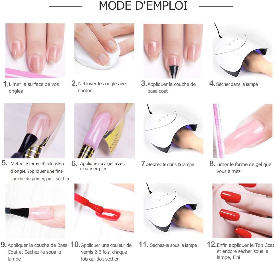 Saint Acior 36w Uvled Lampe Nail Manchine Sèche 12pcs Uv Gel Vernis à Ongle Soak Off Polish Gel Couleurs Faux Ongle Strass Décorations Limes Cleanser