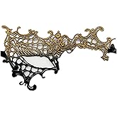TFTSR Masquerade Masks for Women Couples & Men - Adults Party Lace Costume Mardi Gras & Venetian Dress Mask in Black & Gold