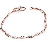 Stylish Copper Chain Bracelet - Handcrafted Floral Design Adjustable Length Durable & Lightweight Jewelry For Women And Men