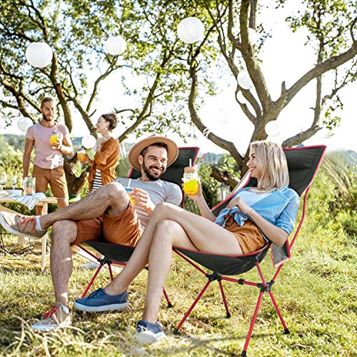 G4free Lot De 2 Chaise De Camping Pliable Portable Léger Avec Appui-tête Pour Pique-nique Plage Randonnée Pêche Jardin