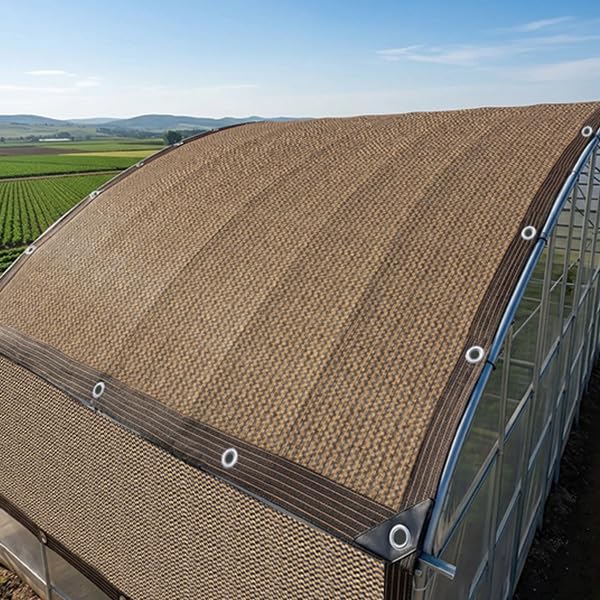 Outer Shade Net Shading Tarpaulin, Outdoor Tarpaulin with Eyelets Resistant Rays 80% UV Sun Shade Sail for Garden/Pergola/Greenhouse/Balcony/Yard (Brown, 4 x 8 m)