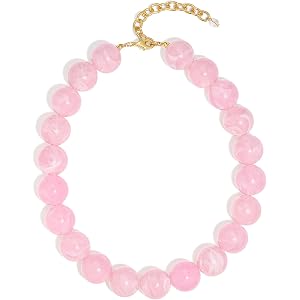WOWORAMA Colorful Chunky Necklaces for Women 20MM Large Oversized Resin Beaded Necklace Bold Statement Chunky Choker Necklace