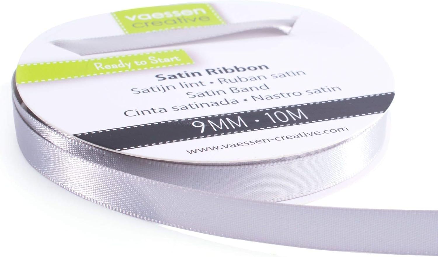 Vaessen Creative Satin Ribbon, Dark Green, 9mm x 10m, Elegant Shine for Card Making Scrapbooks
