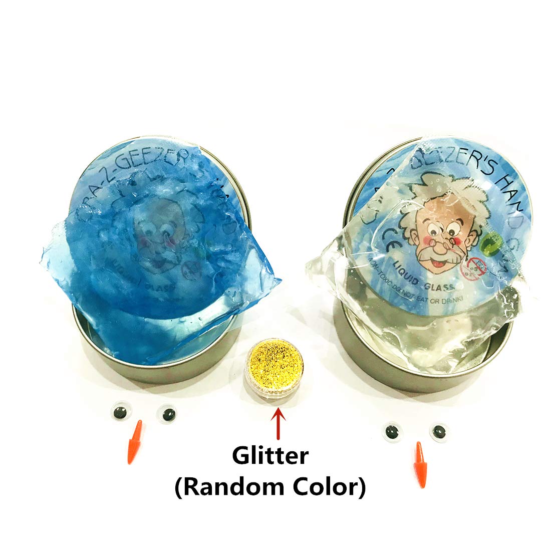 2PC Clear Slime, Transparent DIY Slime Supplies Kit Bounce Blue Silly Putty Liquid Glass Surprise Toys for Girls Boys 2 PCS Handgum