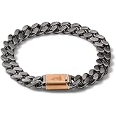 Bulova Men's Latin GRAMMY Grey Stainless Steel Chain Link Bracelet with Rose Gold Clasp
