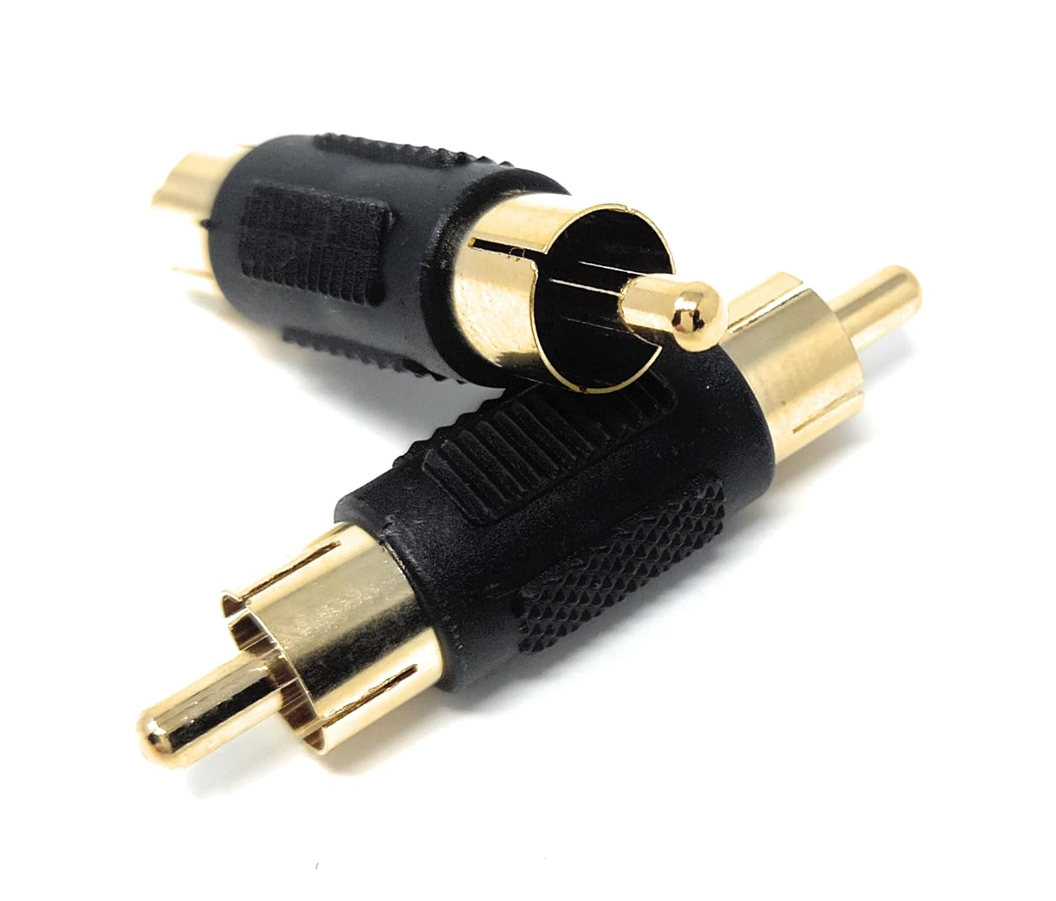 DRUT 2pcs RCA To RCA Phono Plug Cable Joiner Coupler Adapter Male to Male (Black)