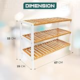 1ABOVE Bamboo Shoe Rack 3 Tier White Natural Plant Rack for Small Spaces view 2