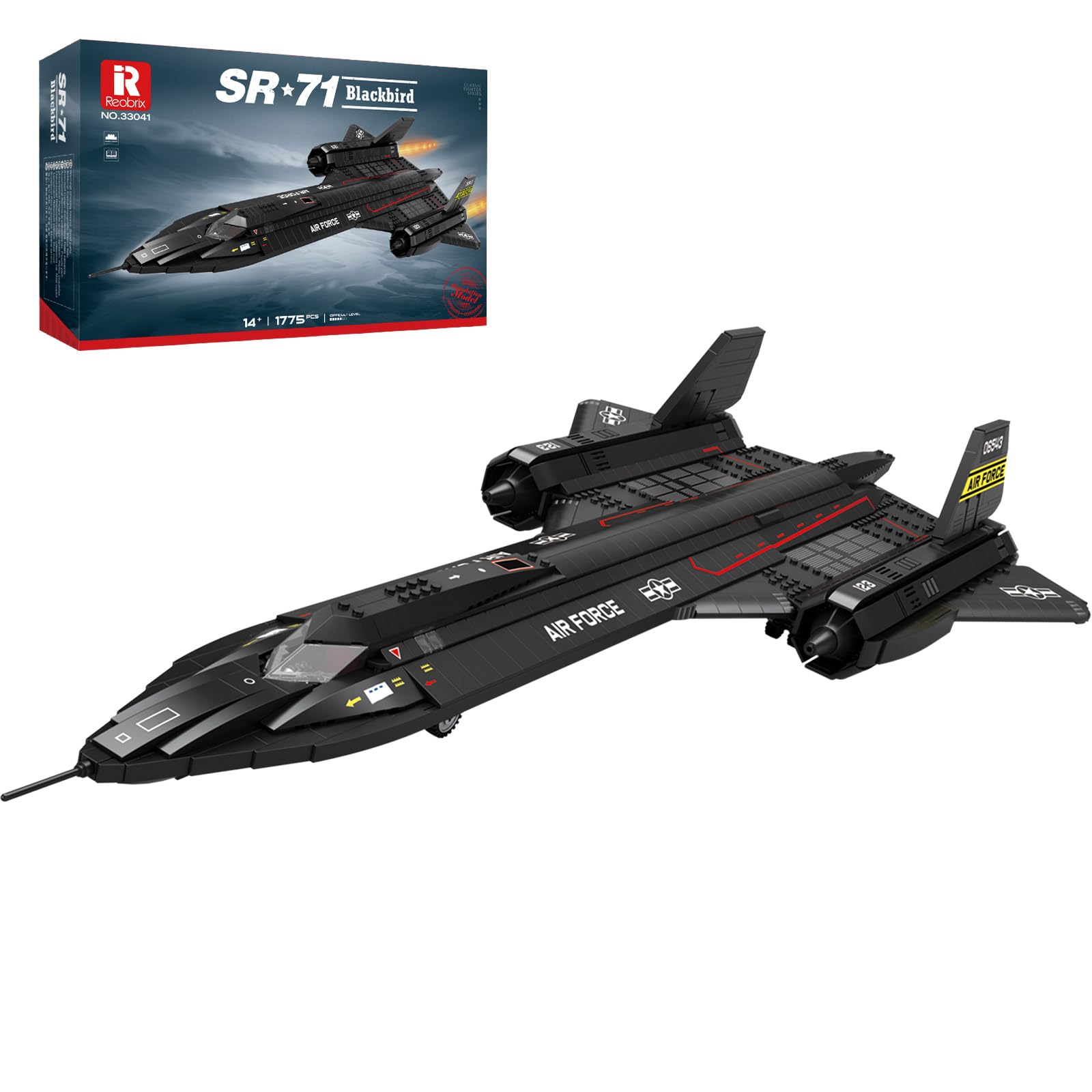 Reobrix SR-71 Blackbird Plane Building Toy Set, Military Reconnaissance Fighter Jet Model Decor for Adults, 33041 Airplane Cool Aircraft Hobby Fan Collection Gifts for Men Kids Boy 14+ (1775Pcs)