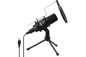 Condenser Microphone USB Omnidirectional - Daffodil MCP200 - Mic with Tripod Stand, Pop Filter - Recording Vocals, Gaming, Po