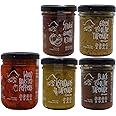 Chef Ole's Party Set of 5 Healthy Tapenades/Dips - Includes Hummus type, Olive Tapenade, Black Olives, Green Olives, Asparagus, Wood roasted peppers, and Spanish gourmet ketchup Snack Pack