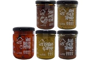 CHEF OLÉ WWW.CHEFOLE.COM Spanish Gourmet Tapenade Gift Set - 5 Premium Mediterranean Spreads & Sauces | Olive Tapenade, Asparagus, Roasted Peppers & Ketchup | Vegetarian Food Gift Basket from Spain