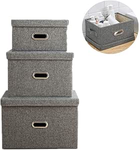 Cajas de almacenamiento grandes [paquete de 3], con tapas, con asas