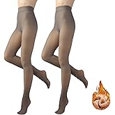 HA WA Women's Winter Warm Tights: Fake Translucent Fleece Lined Skin-Toned Thermal Pantyhose