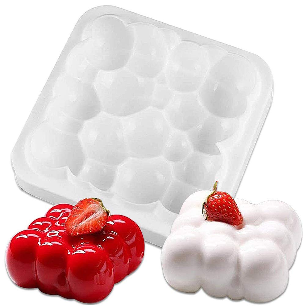 Bubbles Clouds Silicone Mold, Square Mousse Cake Baking Molds, Dessert Molds for Jelly, Ball Pastry and Ice Cream Bombe