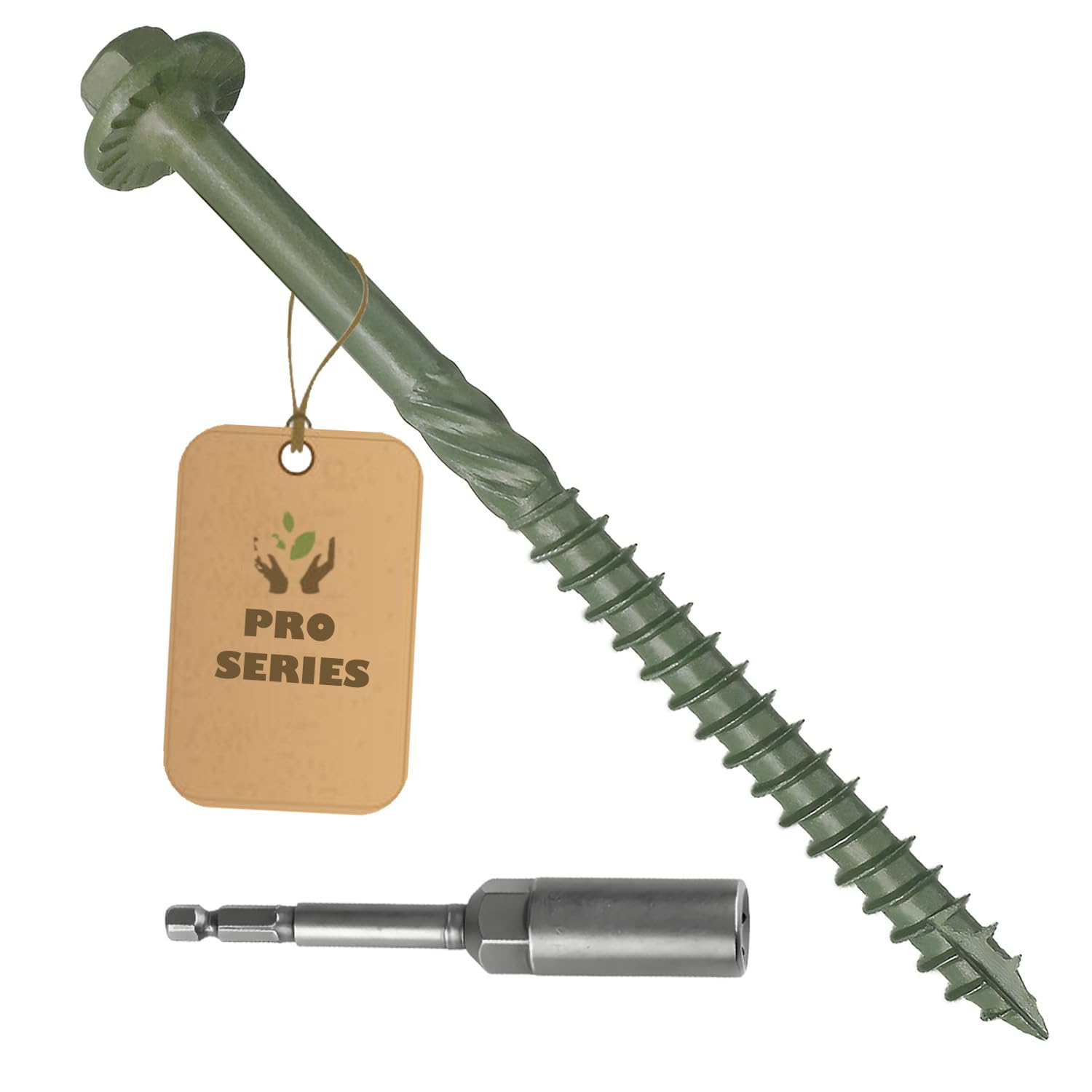 Photo 1 of 40PCS Timber Screws #14 X 5 Inch Heavy-Duty Green Coated, Exterior Lag Structural Wood Screws for Landscaping, Construction, Beams & Pole Barns, 1500-Hour Salt Spray Tested, Includes Hex Socket