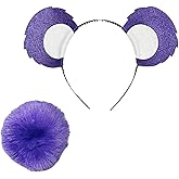 Dark Purple Teddy Bear Ears Headband and Tail Set, Halloween Costume Accessories Hairpiece Hairband