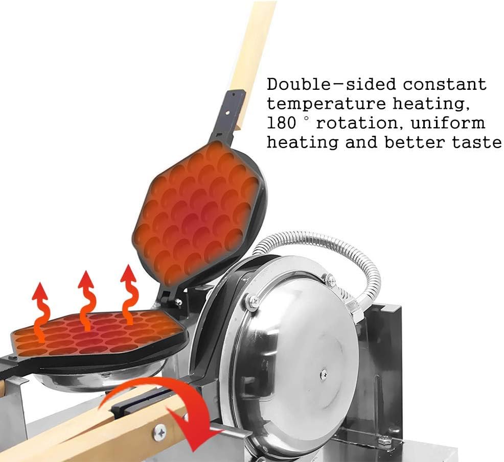 BAOSHISHAN Commercial Waffle Maker 2800W Bubble Waffle Machine Double Bubble Waffle Maker for Snack Shop Cafe or Home,50-250℃ Temp Adjustment,180° Rotating,0-5Mins Timing - Image 4