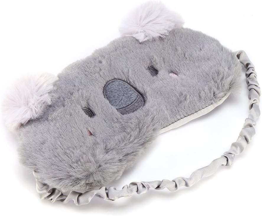 Cute Eye Mask, Animal Fluffy Sleep Eye Cover Sleeping Mask Blindfold with 3D Ears for Kids Girls Women (Koala) - Image 5