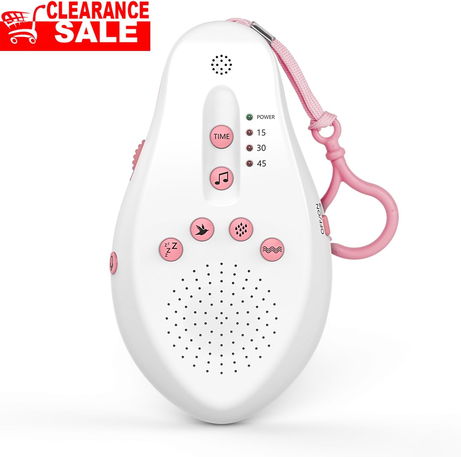 White Noise Sound Machine, Sleep Noise Machine with Sleep Timer, Voice Sensor Recorder,5 Modes Natural Soothing Sleep Therapy Sounds for Babies,Toddlers (Pink)