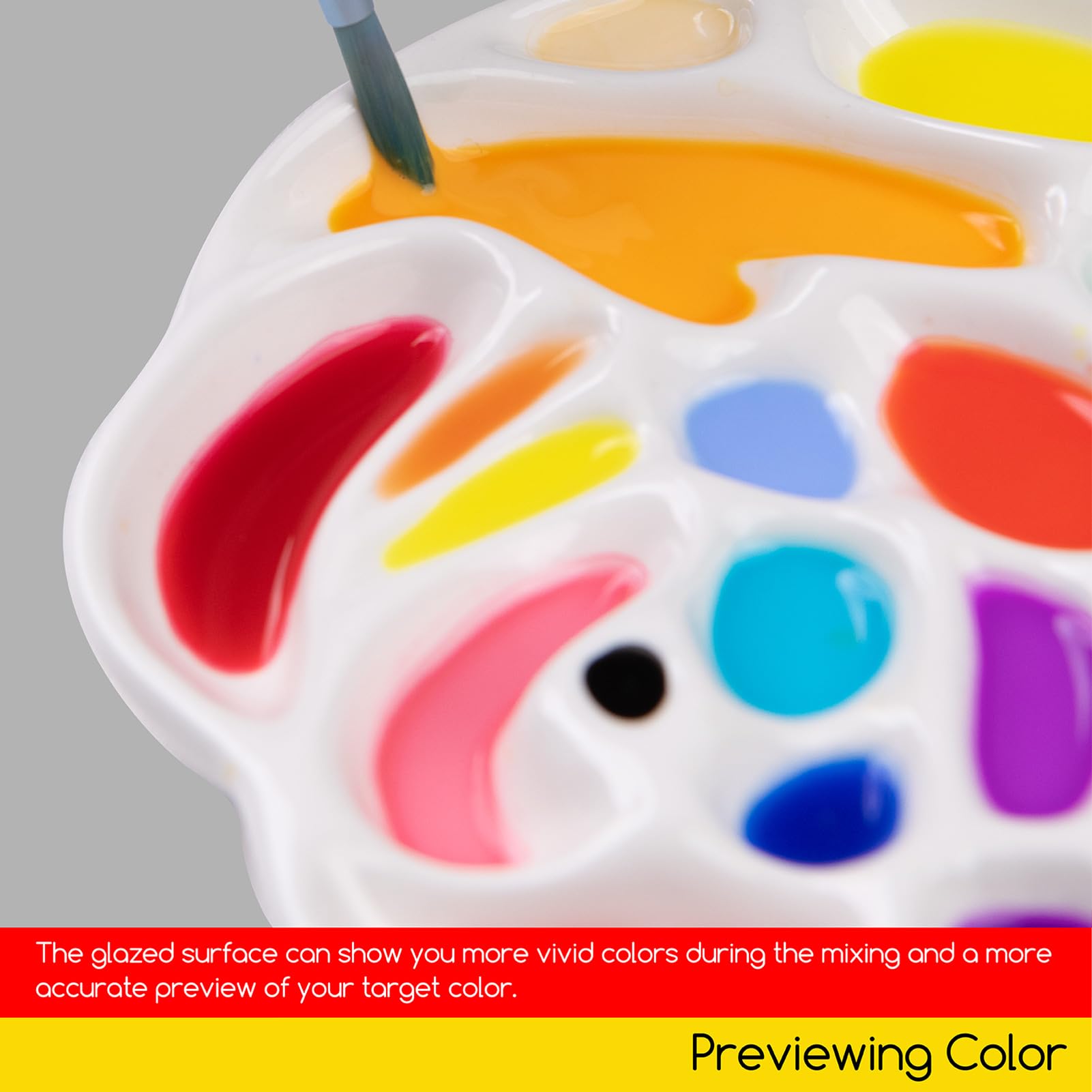 MEEDEN Porcelain Artist Paint Palette Rose Designed Tray for Watercolour Gouache Painting, 15CM in Diameter