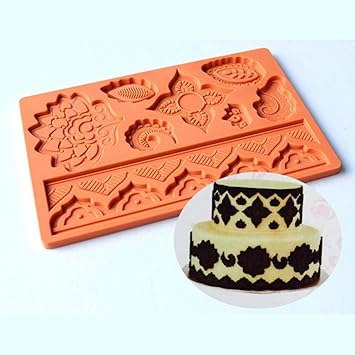 Amazon Co Jp ベーキングツール花葉シリコーンモールドケーキデコレーションフォンダンベーキングツール菓子チョコレート型耐熱皿ケーキステンシル スポーツ アウトドア