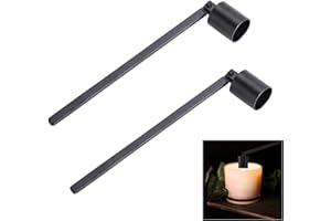 AEIMIAIDE 2pcs Candle Snuffer, Black Stainless Steel Wick Flame Snuffer with Long Handle, Wick Trimmer Cover Hand Tool for Pu