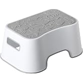 A+KCEYON Kids Step Stool, Sturdy and Lightweight Kids Step Stool for Bathroom Kitchen Sink and Toilet Potty Training, Cute Sea Animals Design Toddler Kids Foot Stool (Gray)