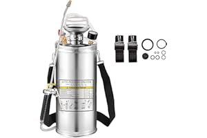 Kweetle 1.5Gal Stainless Steel Pump Up Sprayer Reinforced Hose, Hand Pump Sprayer with Pressure Gauge&Safety Valve, Adjustable Nozzle Suitable for Gardening (1.5 Gallon)