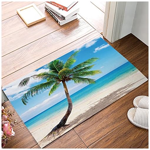 Onehoney Beauty Seascape Coconut Tree Entrance Rug Floor Mats Home Welcome Shoe Scraper Doormat X 31 5 Inch Beachfront Decor
