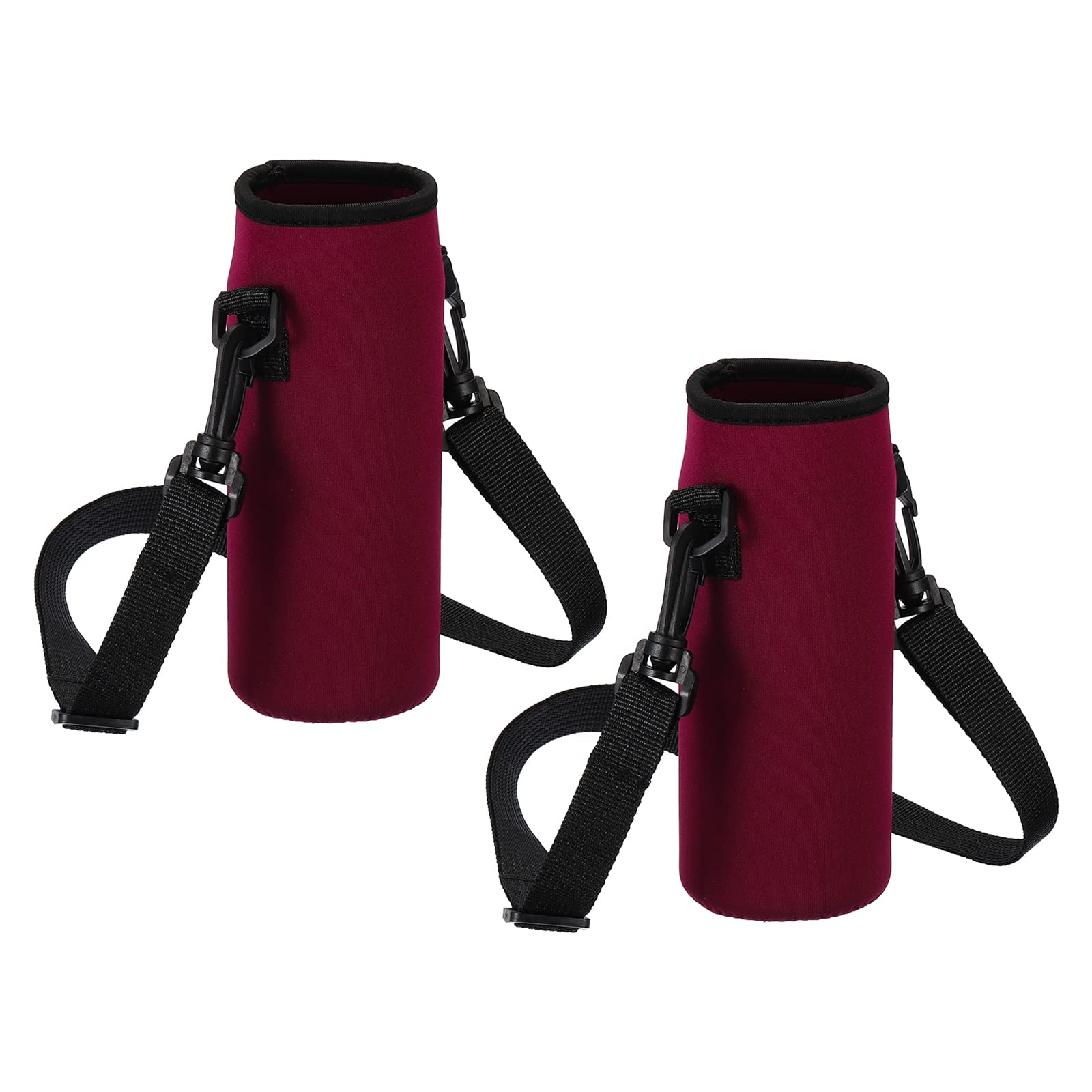 PATIKIL 80mmx230mm Water Bottle Sling Bag, 2 Pack Neoprene Portable Insulated Bottle Holder Carrier with Adjustable Shoulder Strap, Wine Red