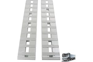 TJHSM 60x12 Aluminum Ramps Trailer Ramps 1 Pair Ramps Hook End, Silver