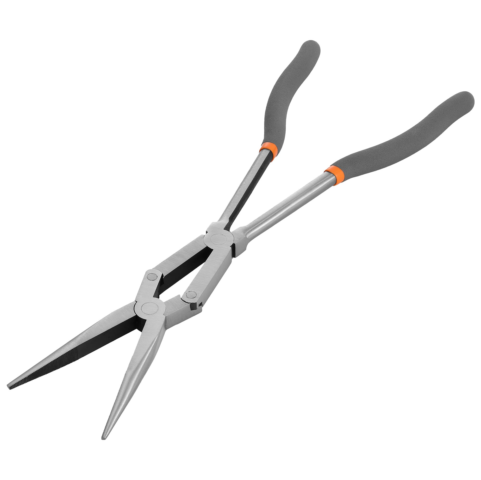 Navaris Long Needle Nose Pliers - Straight Tip - Enhanced Long Reach Wire Cutters - Double Jointed Side Hose Clamp Cutter - with Ergonomic Anti-Slip Grip
