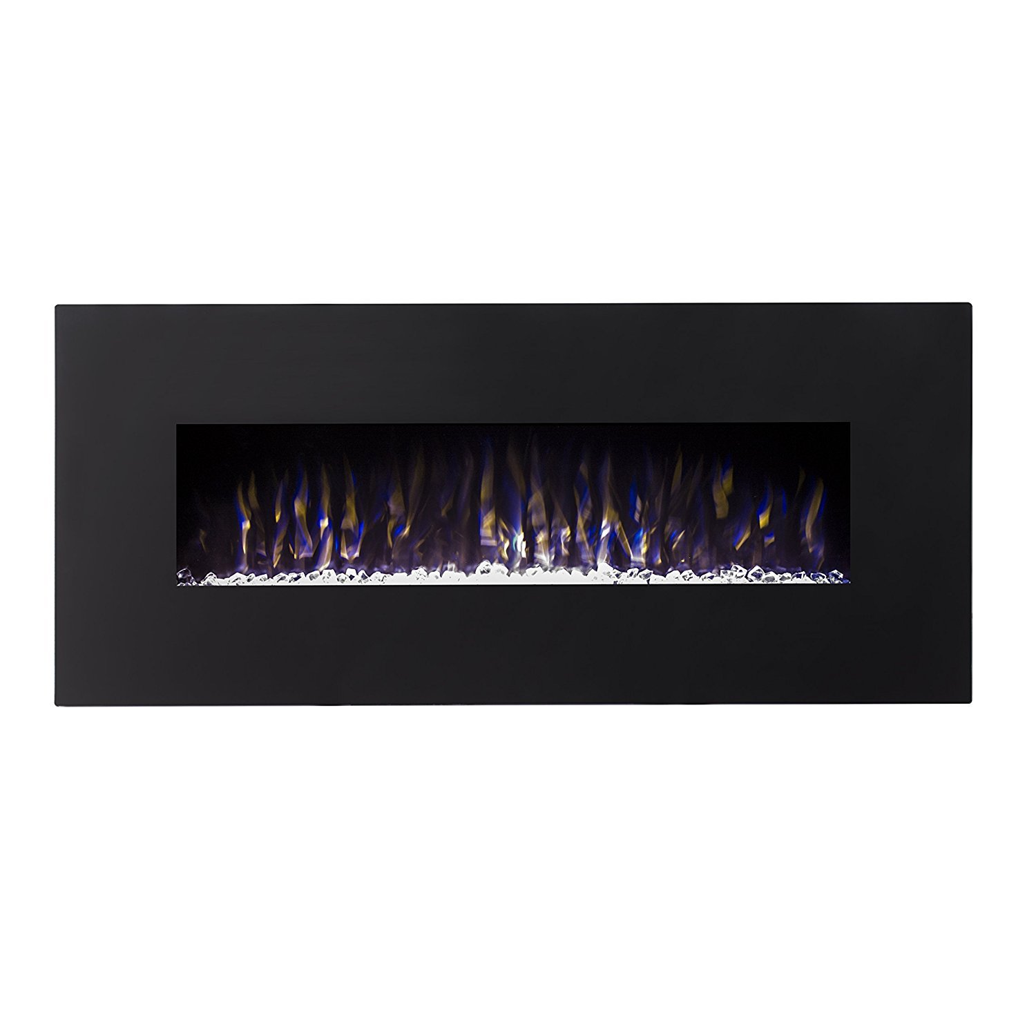 Regal Flame Denali Black 60 Log, Pebble, Crystal, 3 Color Heater Electric Wall Mounted Fireplace