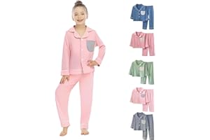 Kids Girls Winter 𝐏ajamas Set 2 Piece Cute Bunny Bed Long Sleeve Lapel Shirt Pants Toddler Solid Soft Comfy 𝐏𝐉𝐒