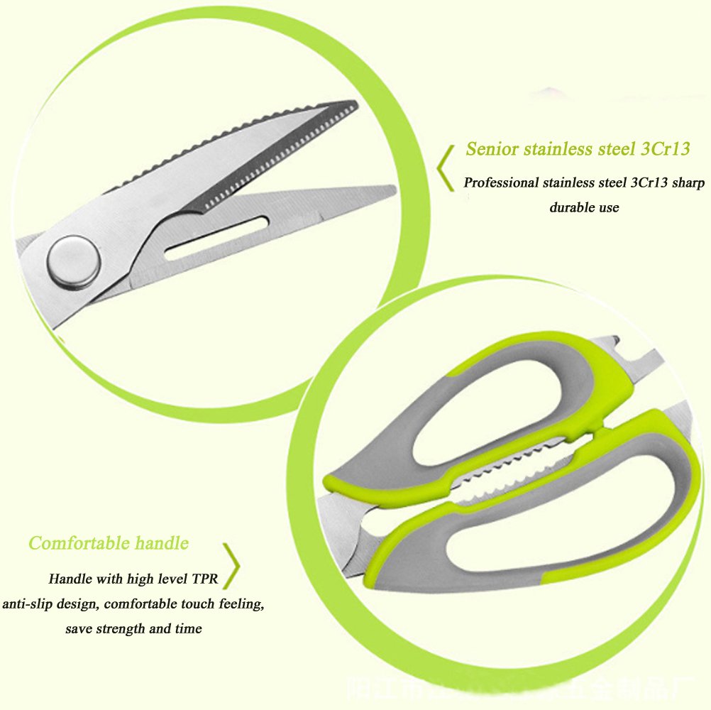 Kitchen Shears,Hexun Heavy Duty Kitchen Scissors with Magnetic Holder-Cutting Sharp Blade- Poultry Shears (Green)