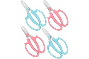 BINCKIN Flower Scissors - Stainless Steel Floral Scissors, Florist Cutters for Stems, Garden Plant Shears for Fresh Flowers (Blue, Pink) (4 PCS)