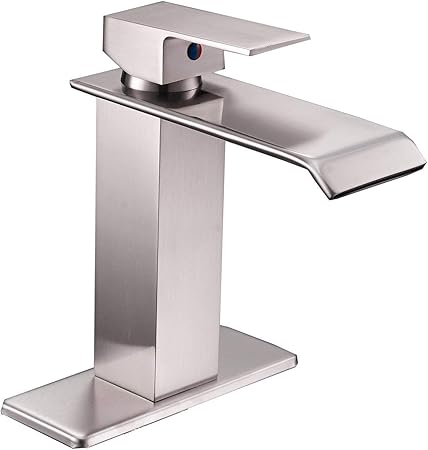 Era Single Handle Bathroom Faucet Brushed Nickel Waterfall