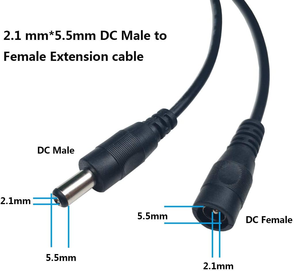 Liwinting 3m/9.8ft DC Extension Cable 2.1mm / 5.5mm Male to Female Connector - Image 3