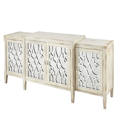 Madison Park Folio Media Console Cabinet, Cream, Leaf Design