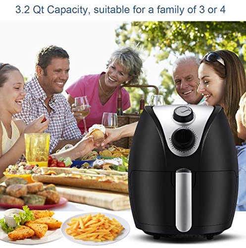 Click Here to See More Images Black Air Fryer Electric Cooker with Rapid Air Circulation System 1500W Low-Fat + eBook