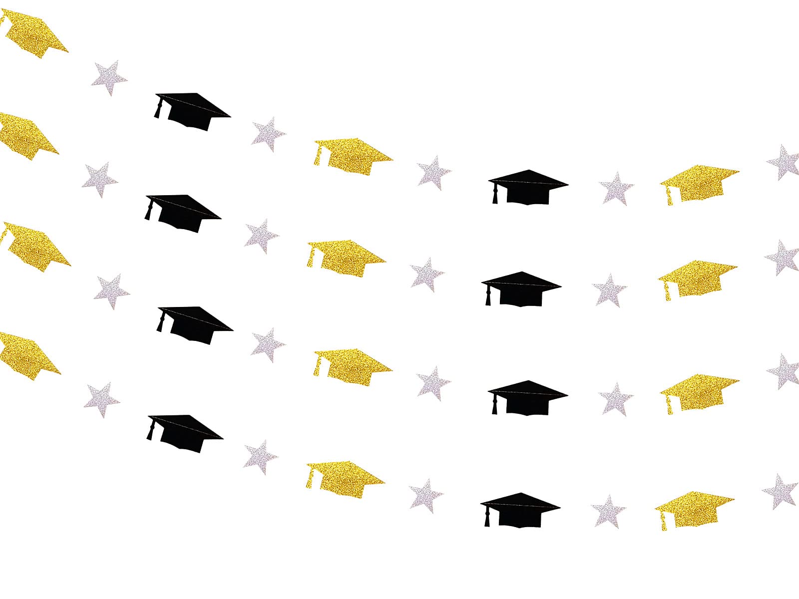 bng-bng 4pcs Graduation Decorations Class 2026 Grad Cap Hats Star Bunting Hanging Garland Streamer for 2026 School College Classroom Home Graduation Party Supplies Photo Backdrop Black Gold