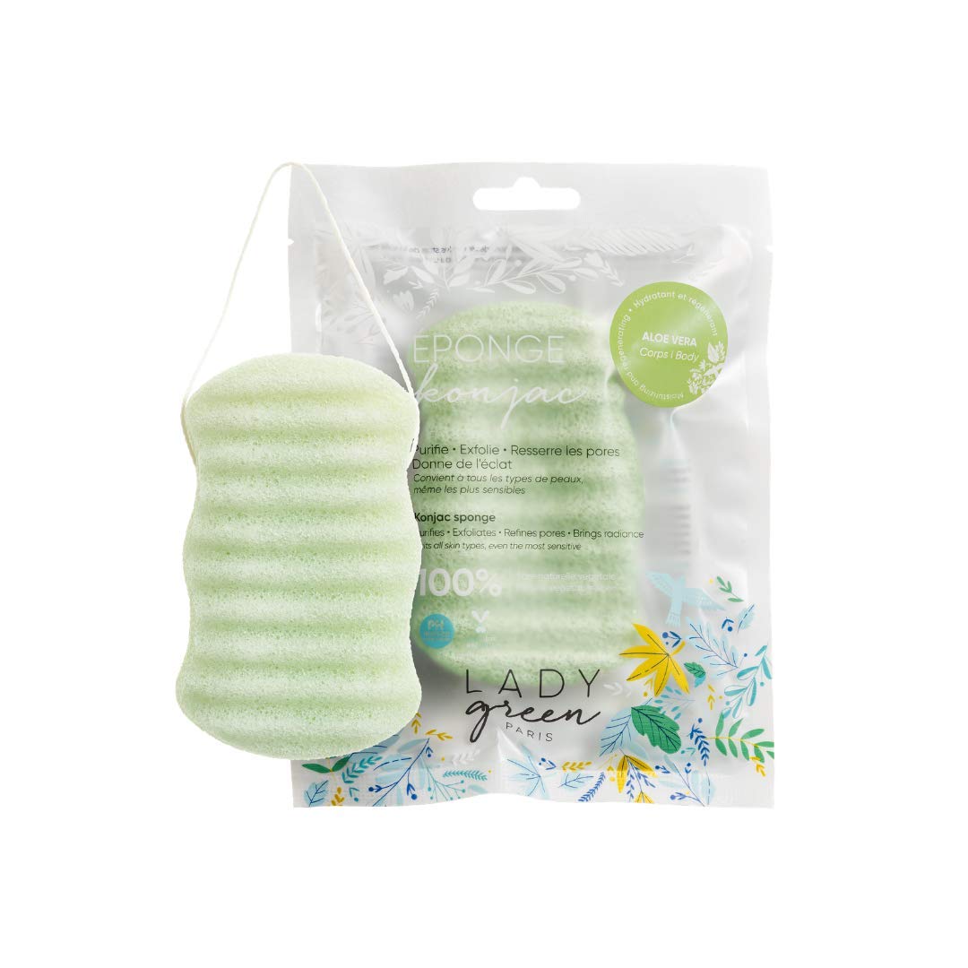 Lady Green Konjac Sponge for Wonderful Body Aloe Vera