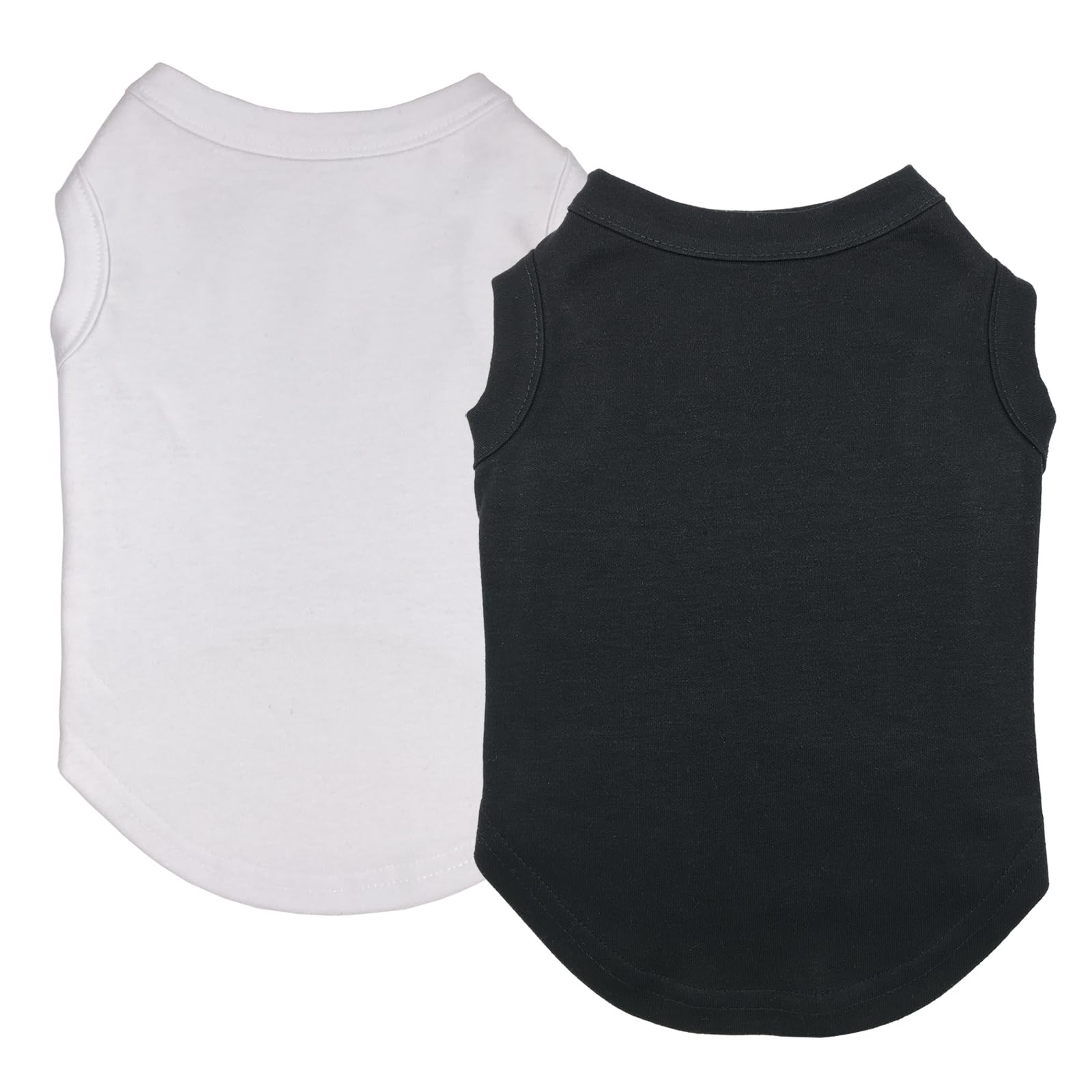 Izefia 2 Pieces Dog Shirts Clothes 2pcs T Shirt for Small Dog Breathable Blank Shirts Cool Summer Cotton Tank Top Vest for Small Dog Puppy Medium Cat Black and White L