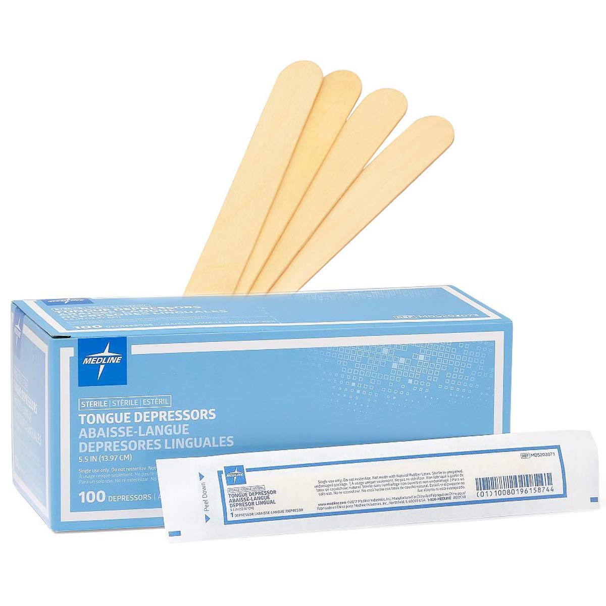 Sterile Tongue Depressors by Medline, Individually Wrapper, 6" Long