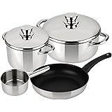 MAGEFESA Couple - Cookware set 6 Piece, include Stockpot, Dutch oven, Saucepan and deep frypan, Stainless Steel, compatible w